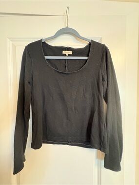 Madewell Black Scoop Neck Long Sleeve Top - Slim Fit